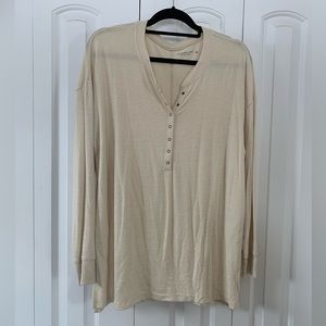 NWOT Abercrombie Cream Long-Sleeve Cozy Henley Sz Large